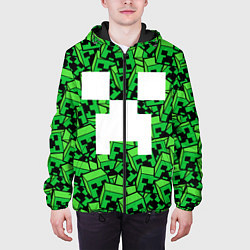 Куртка с капюшоном мужская Головы криперов - Майнкрафт, цвет: 3D-черный — фото 2