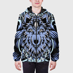 Куртка с капюшоном мужская Изображение волка, цвет: 3D-черный — фото 2
