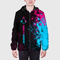 Куртка с капюшоном мужская Assassins Creed - neon gradient: по-вертикали, цвет: 3D-черный — фото 2
