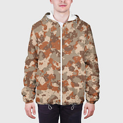 Куртка с капюшоном мужская Цифровой камуфляж - серо-коричневый, цвет: 3D-белый — фото 2