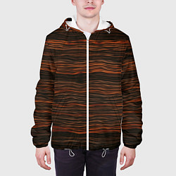 Куртка с капюшоном мужская Оранжевые абстрактные волны материи, цвет: 3D-белый — фото 2