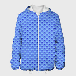 Куртка с капюшоном мужская Синий геометрический узор текстура, цвет: 3D-белый