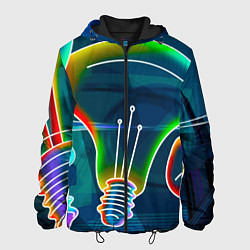 Куртка с капюшоном мужская Неоновые лампы - коллаж, цвет: 3D-черный