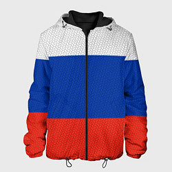 Куртка с капюшоном мужская Триколор - флаг России плетёный, цвет: 3D-черный
