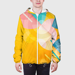 Куртка с капюшоном мужская Геометрическая абстракция в солнечных тонах, цвет: 3D-белый — фото 2
