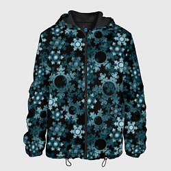 Куртка с капюшоном мужская Новогодний рождественский темно синий узор со снеж, цвет: 3D-черный