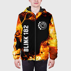 Куртка с капюшоном мужская Blink 182 и пылающий огонь, цвет: 3D-черный — фото 2