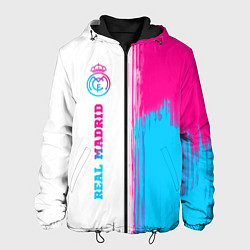 Куртка с капюшоном мужская Real Madrid neon gradient style: по-вертикали, цвет: 3D-черный