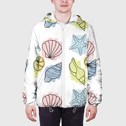 Куртка с капюшоном мужская Морские обитатели, цвет: 3D-белый — фото 2
