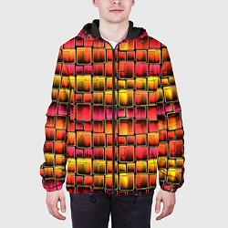 Куртка с капюшоном мужская Неоновый геометрический узор, цвет: 3D-черный — фото 2