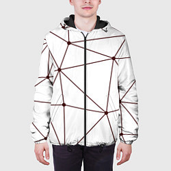 Куртка с капюшоном мужская Геометрические линии на белом фоне, цвет: 3D-черный — фото 2