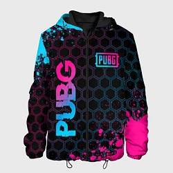Куртка с капюшоном мужская PUBG - neon gradient: надпись, символ, цвет: 3D-черный