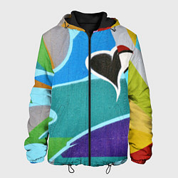 Куртка с капюшоном мужская Граффити сердце, цвет: 3D-черный