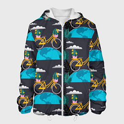 Куртка с капюшоном мужская Велопрогулка, цвет: 3D-белый