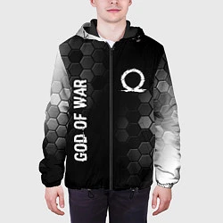 Куртка с капюшоном мужская God of War glitch на темном фоне: надпись, символ, цвет: 3D-черный — фото 2