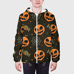Куртка с капюшоном мужская Хэллоуин тыквы, цвет: 3D-белый — фото 2
