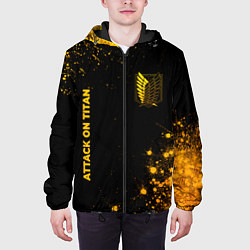 Куртка с капюшоном мужская Attack on Titan - gold gradient: надпись, символ, цвет: 3D-черный — фото 2