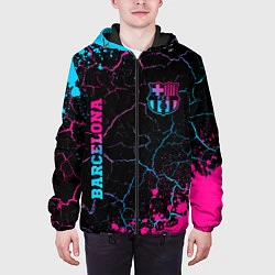 Куртка с капюшоном мужская Barcelona - neon gradient: надпись, символ, цвет: 3D-черный — фото 2