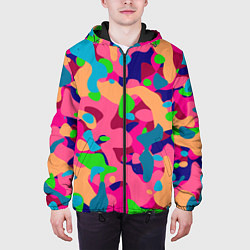 Куртка с капюшоном мужская Абстракция в психоделических цветах, цвет: 3D-черный — фото 2