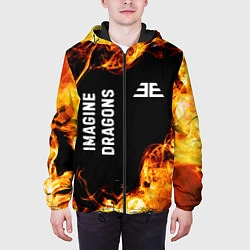 Куртка с капюшоном мужская Imagine Dragons и пылающий огонь, цвет: 3D-черный — фото 2