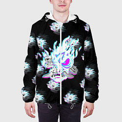Куртка с капюшоном мужская Cyberpunk 2077 neon samurai glitch art colors, цвет: 3D-белый — фото 2