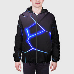 Куртка с капюшоном мужская Неоновый разлом плит, цвет: 3D-черный — фото 2