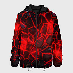 Куртка с капюшоном мужская Кристаллы в красных нитях, цвет: 3D-черный