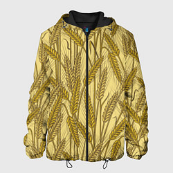 Куртка с капюшоном мужская Винтажные колоски пшеницы, цвет: 3D-черный