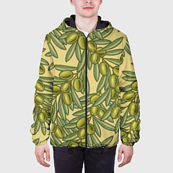 Куртка с капюшоном мужская Винтажные ветви оливок, цвет: 3D-черный — фото 2