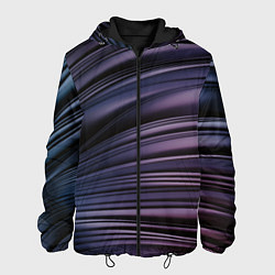 Куртка с капюшоном мужская Волнообразные фиолетовые паттерны, цвет: 3D-черный