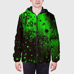 Куртка с капюшоном мужская Зелёные краски и вода, цвет: 3D-черный — фото 2