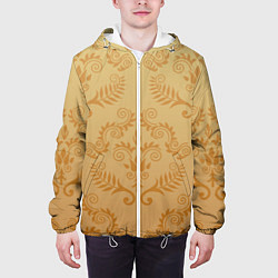 Куртка с капюшоном мужская Золотые паттерны, цвет: 3D-белый — фото 2