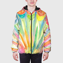 Куртка с капюшоном мужская Акварельная абстракция цветение, цвет: 3D-черный — фото 2