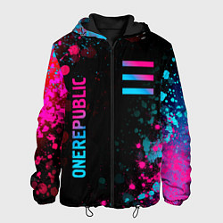 Куртка с капюшоном мужская OneRepublic - neon gradient: надпись, символ, цвет: 3D-черный