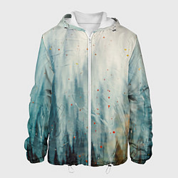 Куртка с капюшоном мужская Абстрактные водянистые паттерны и краски, цвет: 3D-белый