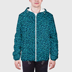 Куртка с капюшоном мужская Водяные волны - паттерн, цвет: 3D-белый — фото 2