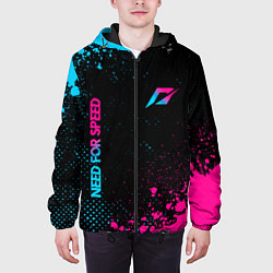 Куртка с капюшоном мужская Need for Speed - neon gradient: надпись, символ, цвет: 3D-черный — фото 2