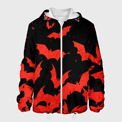 Куртка с капюшоном мужская Летучие мыши красные, цвет: 3D-белый