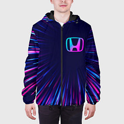 Куртка с капюшоном мужская Honda neon speed lines, цвет: 3D-черный — фото 2