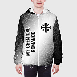 Куртка с капюшоном мужская My Chemical Romance glitch на светлом фоне: надпис, цвет: 3D-белый — фото 2
