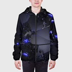 Куртка с капюшоном мужская Неоновые плиты, взрыв, цвет: 3D-черный — фото 2