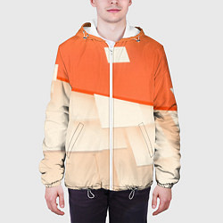 Куртка с капюшоном мужская Абстрактные геометрические оранжевые и светлые фиг, цвет: 3D-белый — фото 2