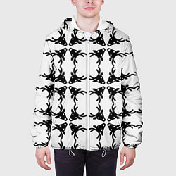 Куртка с капюшоном мужская Черные рождественские олени, цвет: 3D-белый — фото 2