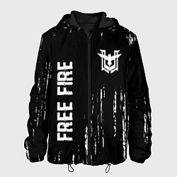 Куртка с капюшоном мужская Free Fire glitch на темном фоне: надпись, символ, цвет: 3D-черный