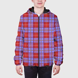 Куртка с капюшоном мужская Ткань Шотландка красно-синяя, цвет: 3D-черный — фото 2