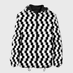 Куртка с капюшоном мужская Оптическая иллюзия ровности полос, цвет: 3D-черный