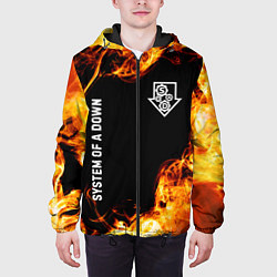 Куртка с капюшоном мужская System of a Down и пылающий огонь, цвет: 3D-черный — фото 2