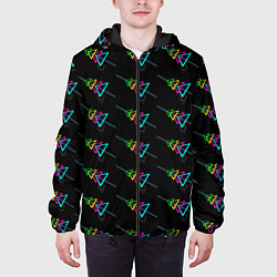 Куртка с капюшоном мужская Colored triangles, цвет: 3D-черный — фото 2
