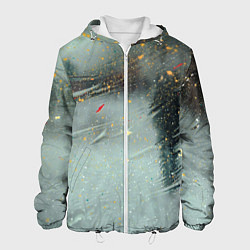 Куртка с капюшоном мужская Абстрактная зима и краски, цвет: 3D-белый