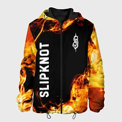 Куртка с капюшоном мужская Slipknot и пылающий огонь, цвет: 3D-черный